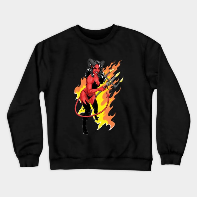 Devil Girl Crewneck Sweatshirt by Blacky Shepherd